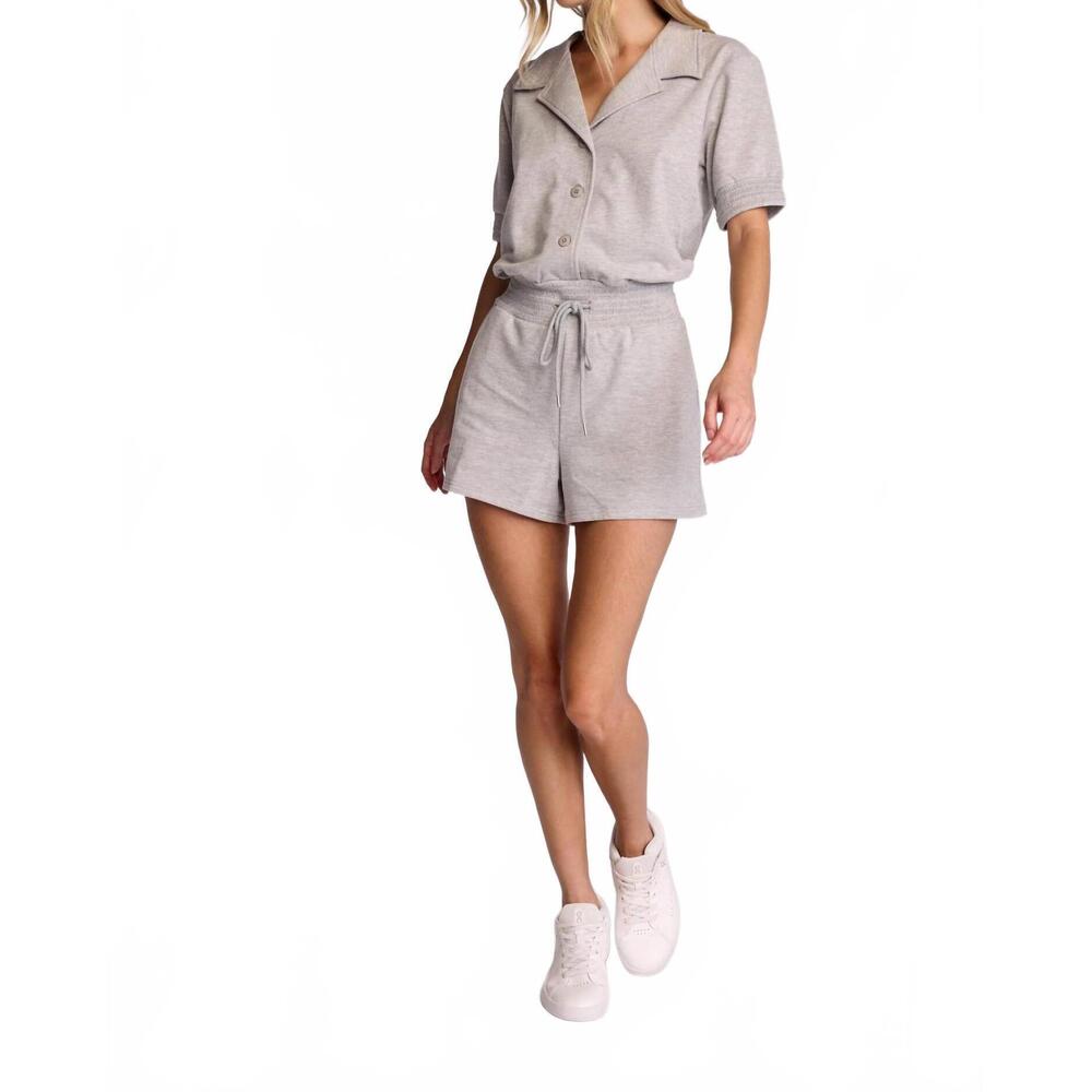 NEW SUNDAYS coras short-sleeve romper in fog heather